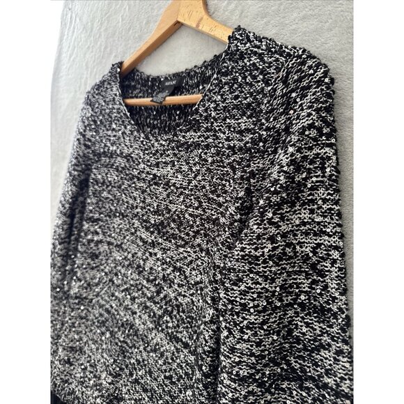 Alfani Sequins Ruffle Sweater Sheer Ruffle Bottom Long Sleeve Formal Night Sz M - Picture 9 of 16